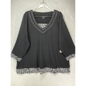 Allison Daley Woman 2X Long Sleeve Sweater w/ Accents Black NWT